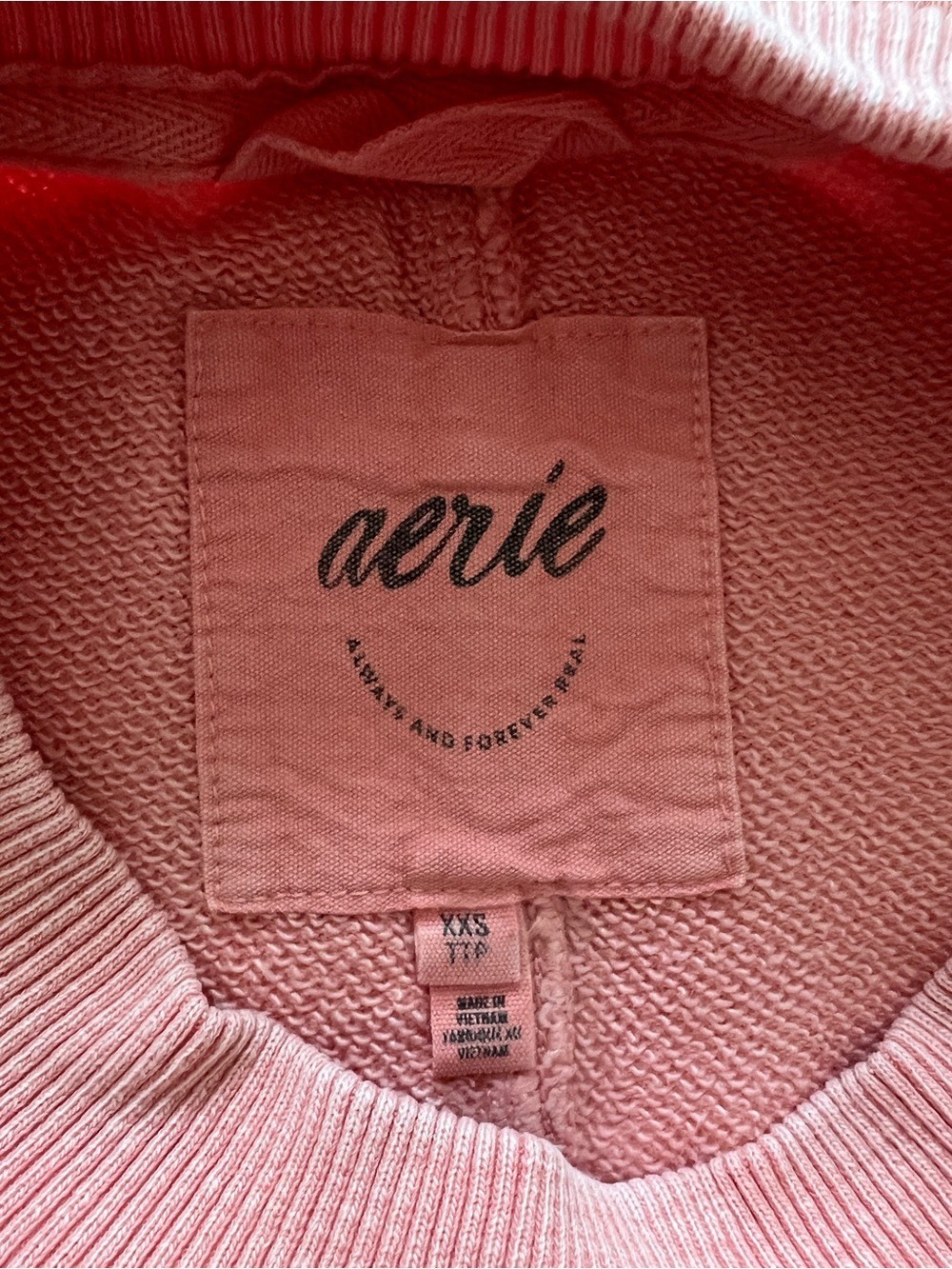 Aerie Oversized Vacay Crew Sweatshirt Mineral Wash Pink - Size XXS - Picture 4 of 8